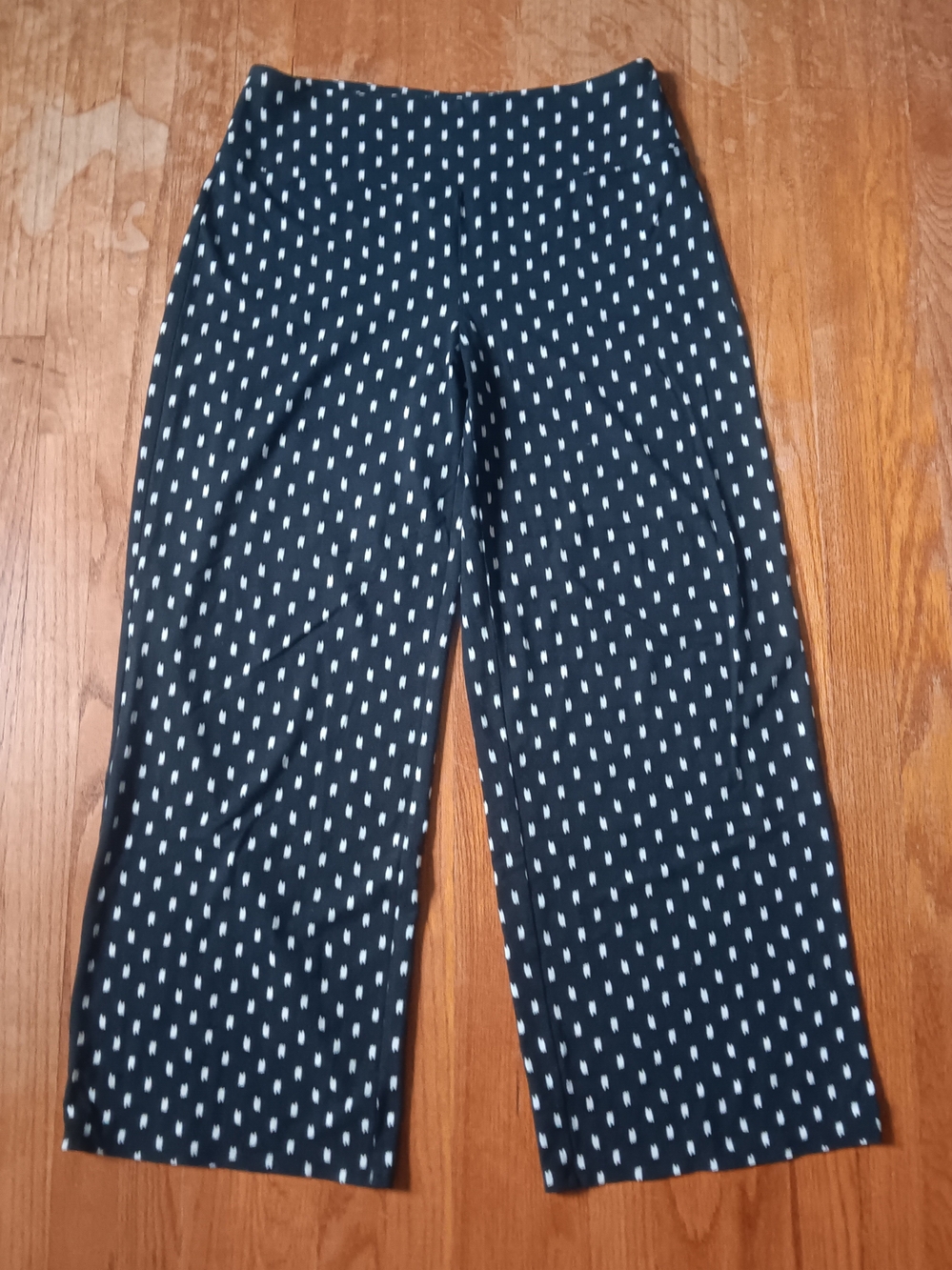 J. Jill Wearever Collection Smooth-Fit Full Leg Pants Black & Ivory Pattern M